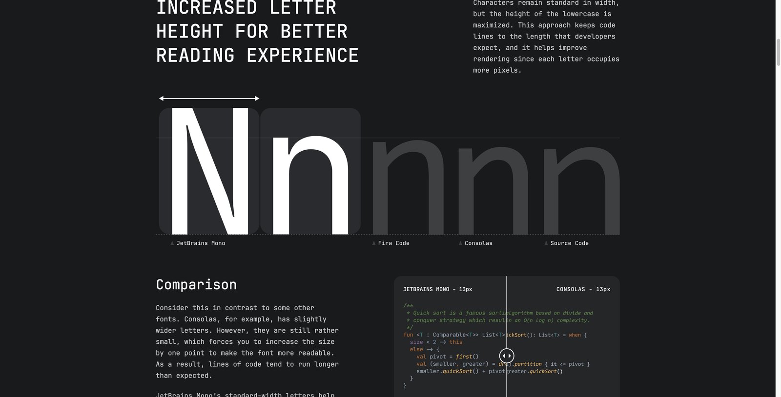 JetBrains Mono – výška písmen a srovnání s Consolas JetBrains Mono – výška písmen a srovnání s Consolas